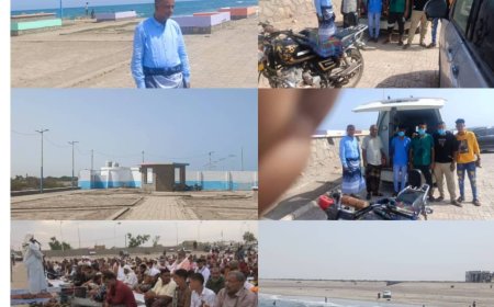 مدير عام زنجبار " الشدادي "يشارك  المصلين بمصلى العيد ويزور مستشفى زنجبار وساحة الشهداء وكورنيش سالمين