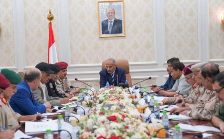 نائب رئيس مجلس القيادة الزُبيدي يترأس اجتماعاً للجنة الأمنية العليا بحضور وزير الدفاع