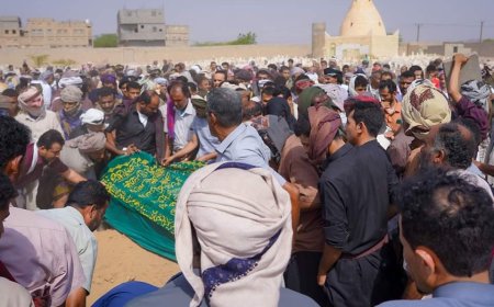 الأمين العام هشله يتقدم الموكب الجنائزي لمرافق المحافظ بن الوزير، المقدم عوض خميس