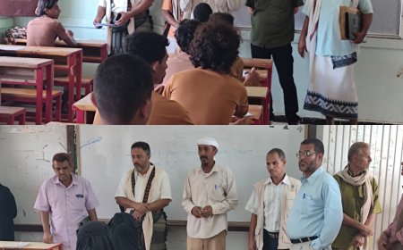 مدير عام مودية ومدير مكتب التربية والتعليم يدشنان امتحانات الثانوية العامة بالمديرية