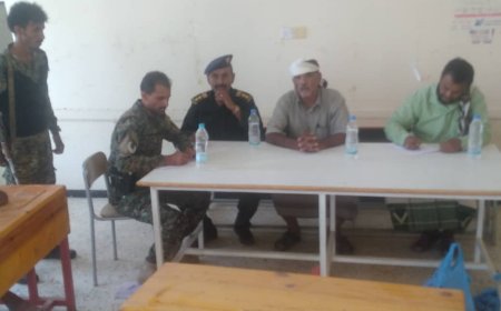 مدير عام جيشان  يجتمع بمدراء وقيادات الاجهزة الامنية والقطاعات بالمديرية
