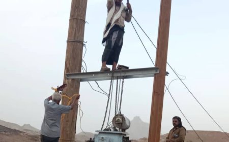 أهالي النجد في منطقة الخبر بمديرية حبان يشكرون الشيخ لحمر علي لسود على دعم إصلاح محول كهرباء مشروع المياه