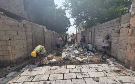 "الشدادي" يطلع على الاعمال المنجزة في الرصف الحجري للشوارع والممرات في المرحلة الأولى حارة الصرح.