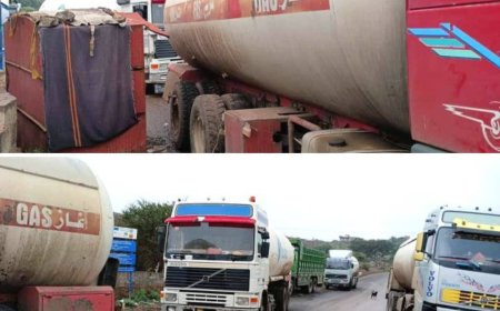 هيئة تنظيم شئون النقل البري بتعز تحتجز ناقلات الغاز وتفرض جبايات غير قانونية