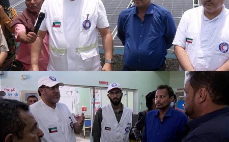 محافظ أبين مع وفد الهلال الأحمر الكويتي يفتتح مشروح مياه اماجل بمديرية لودر واعتماد مشاريع صحية وتعليمية اخرى