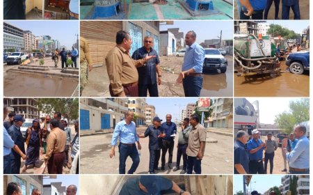 نائب محافظ عدن يتفقد اعمال شفط مياه الامطار ويشيد بجهود صندوق النظافة ومؤسسة المياه 