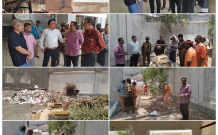 بحضور نائب مدير مكتب المحافظ ومدير.مكتب التربية حملة نظافة بثانوية عبداللة غانم بعدن