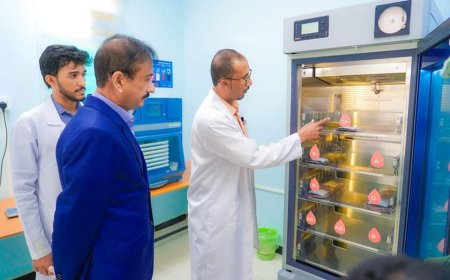 المحافظ بن الوزير يفتتح المركز الوطني لنقل الدم وأبحاثه بفرع المختبرات المركزية بتمويل الأشقاء في الإمارات