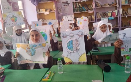 هيئة حماية البيئة بعدن تنظم مسابقة الرسم البيئي في مدرسة نور حيدر بالشيخ عثمان