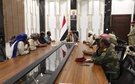 محافظ حضرموت يبحث مع مقادمة قبيلة "الديِّن" جهود لم الشمل وتوحيد الكلمة