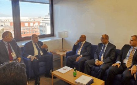 محافظ البنك المركزي ووزير المالية يلتقيان المدير التنفيذي للمجموعة العربية والمالديف في صندوق النقد الدولي