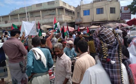 مسيرة حاشدة في زنجبار بأبين دعماً لغزة فلسطين