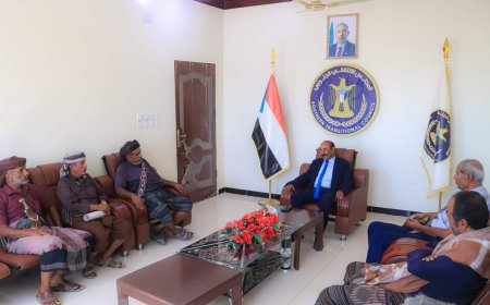 رئيس تنفيذية انتقالي شبوة يلتقي رئيس نقابة المهن التعليمية واللجنة التحضيرية لاتحاد نقابة عمال الجنوب بالمحافظة