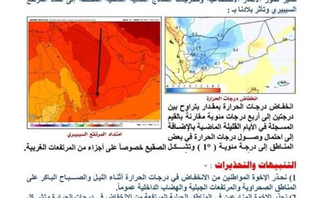 الأرصاد تحذر من موجة صقيع خلال الأيام القليلة القادمة بسبب تمدد المرتفع السيبيري