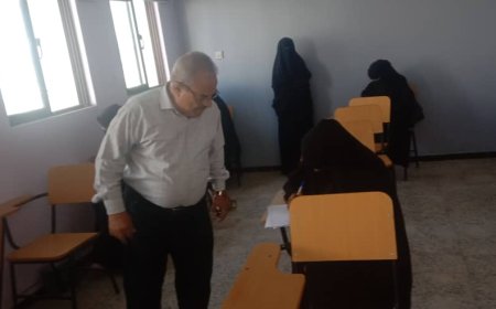 نائب مدير عام مكتب الصحة العامة والسكان  يتفقد سير امتحانات القبول لطالبات الريف بالمعهد الصحي بلحج
