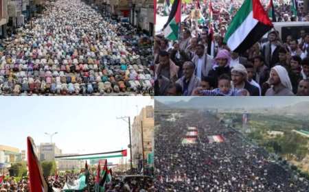 مظاهرات في مُدن يمنية دعماً لغزة وللمطالبة بوقف حرب الإبادة