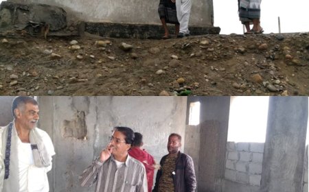 مدير عام المصائد السمكية أبين يتفقد الأضرار جراء المد البحري بالمركز السمكي الشيخ عبدالله بزنجبار