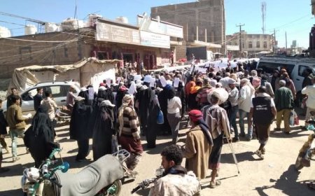 تعز.تظاهرة حاشدة لموظفي في مدينة التربة.