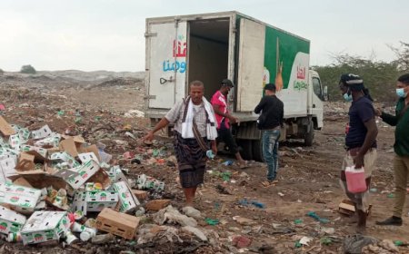 مكتب الأشغال العامة خنفر يتلف كمية من زبادي الهنأ المنتهي صلاحيته بمكب النفايات بدوفس