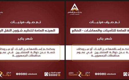 بدء صرف مرتبات شهر يناير 2025م لعدد من المرافق الحكومية عبر بنك عدن الإسلامي للتمويل الأصغر