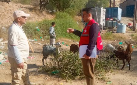 الهلال الأحمر اليمني ينفذ حملة توعوية مكثفة لمربي الماشية بمديرية سرار يافع بمحافظة أبين