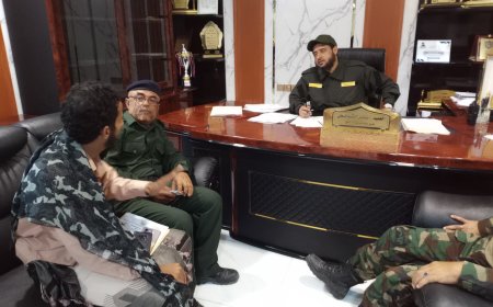 مدير أمن لحج العميد ناصر الشوحطي يناقش مع قيادات الدفاع المدني والغاز قضايا محطات التموين