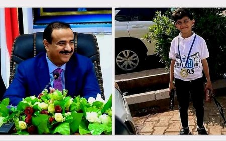 المحافظ بن الوزير يهنئ الطفل الموهوب مشعل بن حبتور ببطولة الحساب الذهني العالمية