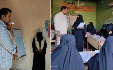 أبين : مدير جهاز محو الامية وتعليم الكبار  يدشن امتحانات الفصل الثاني لصفوف محو الامية