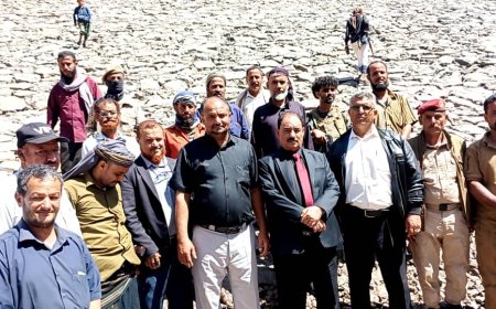 محافظ الضالع يتفقد سير الأعمال الإنشائية في سد الناشع بعاصمة المحافظة