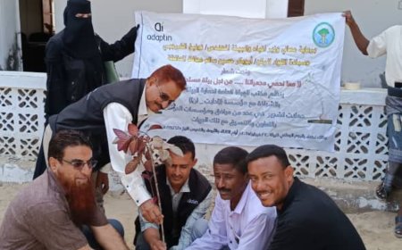 بالشراكة مع مكتب الهيئة العامة لحماية البيئة بأبين .. مؤسسة "أدابت-إن" (Adaptin) تواصل حملة غرس 800 شجرة 