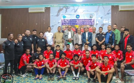 المكتب السياسي للمقاومة الوطنية بمحافظة تعز يزور بعثة المنتخب الوطني