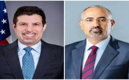 الزُبيدي يبحث مع السفير الأمريكي تداعيات الإرهاب الحوثي والتحديات الاقتصادية