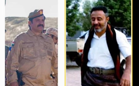 أركان اللواء الخامس مشاه القفعي يهنئ سمير الحيد بمناسبة تعيينه رئيساً للهيئة التنفيذية لانتقالي أبين