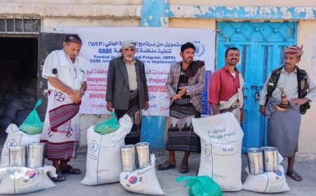 تدشين توزيع مساعدات برنامج الغذاء العالمي في مديرية جيشان