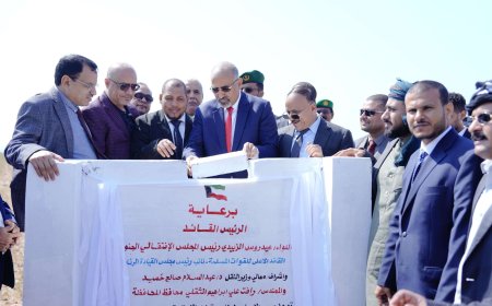 الرئيس الزُبيدي يضع حجر الأساس لميناء سقطرى الاستراتيجي