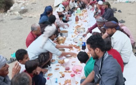 شباب منطقة "نوبان" بيافع سرار يستضيفون بطل اولمبياد "ماث كيدز"  على مائدة إفطار جماعي