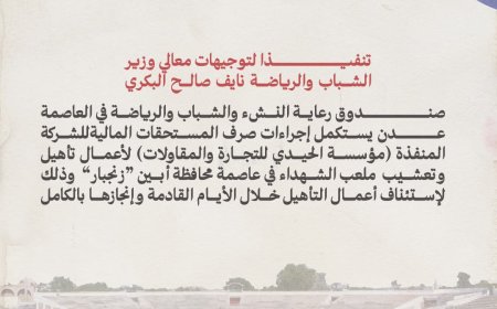 صندوق رعاية النشء والشباب والرياضة يستكمل إجراءات صرف المستحقات المالية للجهة المنفذة لمشروع تأهيل وتعشيب ملعب الشهداء بأبين