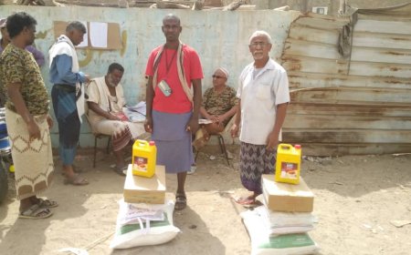 مركز ( ه‍ـ) يدشن توزيع السلة الغذائية للشهداء والأسر الأشد فقرا في جعار