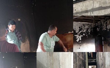 حريق يدمر منزل مواطن في مدينة شقرة بأبين