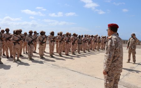 لجنة عسكرية تزور محور باب المندب - خرز لمعايدة المقاتلين في جبهات القتال