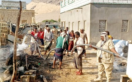 معسكر الحمراء يتدخل في إخماد النيران التي ألتهمت أحد المنازل بمدينة ميفع