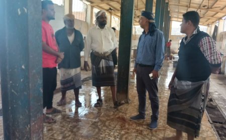 مدير عام زنجبار يتفقد سوق الأسماك ويستمع لهموم ومعاناة باعة الأسماك 