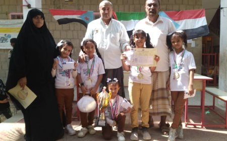 مدرسة الخنساء تكرم طالباتها الحاصلات على المراكز الأولى بالحساب الذهني بمحافظة ابين