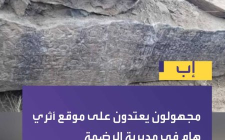 موقع أثري يضم نقشًا مسنديًا نادرًا يتعرض لعملية اعتداء وحفر عشوائي من قبل مجهولين في إب