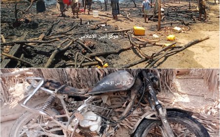 حريق يلتهم عدد من "عشش" النازحين بأبين