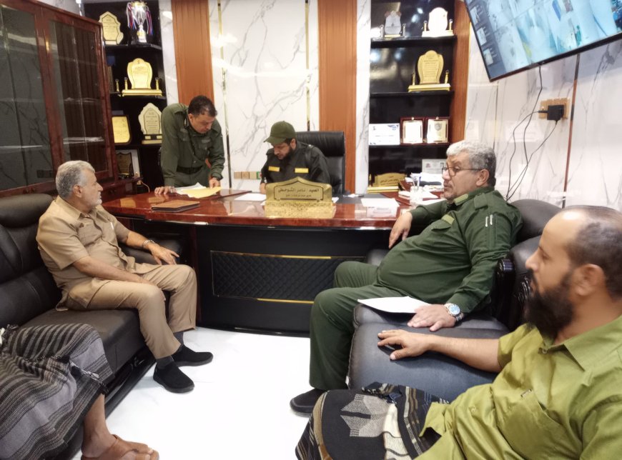مدير أمن لحج العميد ناصر الشوحطي يستقبل اللواء محمود مثنى جبيران