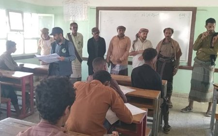 تدشين الامتحانات النهائية للشهادة الثانوية العامة للعام الدراسي 2025/2024م بمديرية المحفد