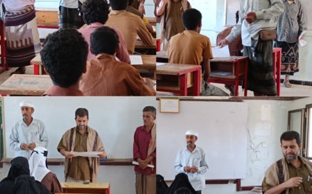 الأمين العام لمحلي مودية ومدير مكتب التربية والتعليم يدشنان امتحانات إنهاء المرحلة الثانوية العامة بثانويات المديرية