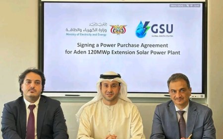 بمتابعة حثيثة من الرئيس الزُبيدي.. أبوظبي تشهد توقيع اتفاقية توسعة محطة عدن للطاقة الشمسية بـ120 ميجاوات إضافية