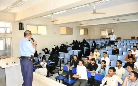 شرطة السير وجامعة تعز تُعزّزان الوعي المروري في أوساط الطلاب تحت شعار "تمهّل.. أمامك حياة"